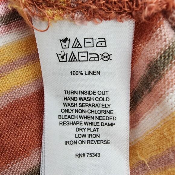 C & C California Womens T Shirt Medium Striped Cropped Linen Orange Yellow Beach - Picture 7 of 7